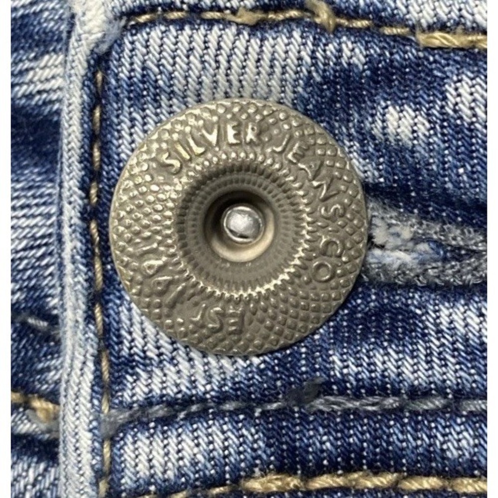 Silver Jeans Sam Boyfriend Women 26x27 Blue Denim Mid Rise Distressed Grunge - Picture 4 of 11
